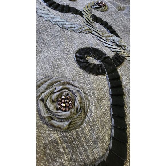 Vintage Y2K Dana Buchman Flare Black Stretch Beaded Embellished Pants Size 8 - Picture 5 of 13